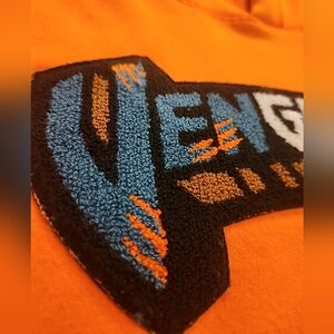 "Vengeance" Embroidered Pullover Hoodie Sweatshirt Orange *no hoodie string* XL